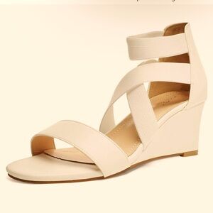 Used cute Women's Elastic Ankle Strap Low Wedge Sandals